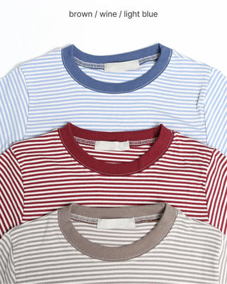 Ribbed Border Slim Short-Sleeve T-Shirt