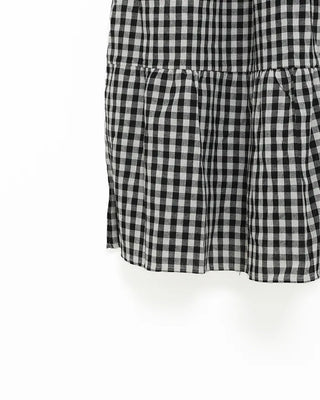 Checked belt long dress