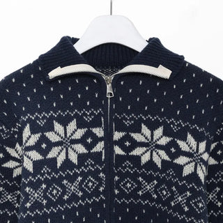 Snowflake Pattern Zip Knit