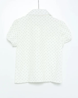 Polka Dot Pintuck Collar Blouse