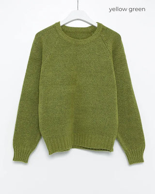 Round neck ribbed raspberry shoulder knit