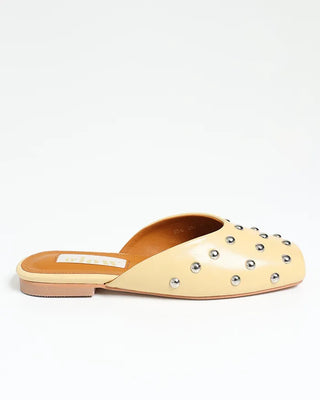 Studded V-cut mule sandals