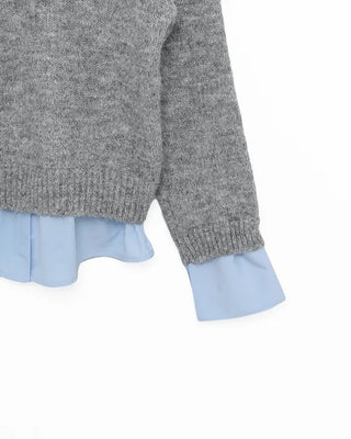 Shirt-layered loose-fit knit