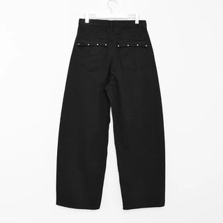 Pointed wide black denim pants