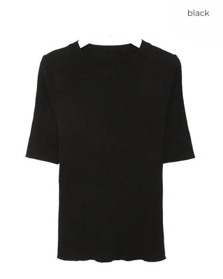 Ribbed round neck knit