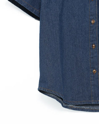 Denim short-sleeved shirt