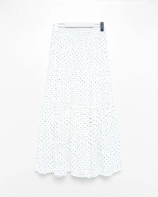 Frilled polka dot long skirt