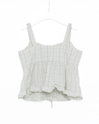 Checked Ribbon Sleeveless Blouse
