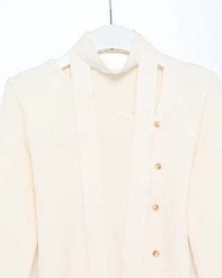 Asymmetrical Button Cardigan & Tie Set