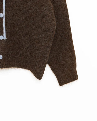 Two-tone ribbon knit cardigan