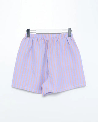 Elastic waist striped shorts