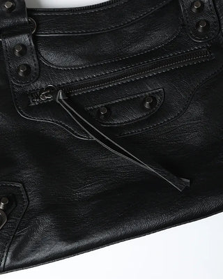 2-Way Studded Square Boston Bag