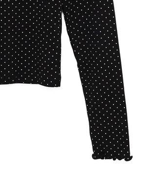 Scalloped Cuff Dot Long T-Shirt