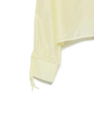 Sleeve Drawstring Cropped Sheer Shirt