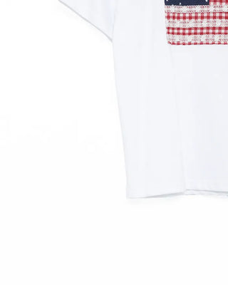 Gingham Lace American Semi-Cropped Half T-Shirt