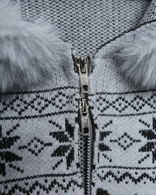 Nordic Fur Hoodie Zip Knit