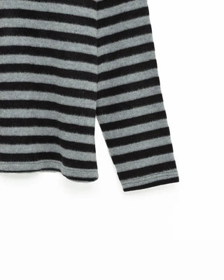 (Unisex) Striped brushed long-sleeve T-shirt