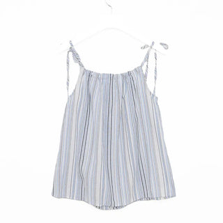 Multi-stripe button halter neck camisole