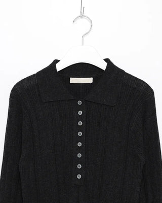 Button-up polo collar knit sweater