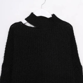 Fluffy Slit Half-Neck Knit
