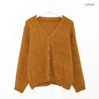 V-neck cardigan with gold buttons
