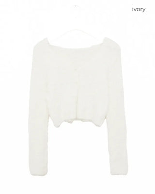 Shaggy knit crop cardigan