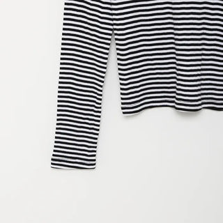 Striped U-neck long-sleeve T-shirt