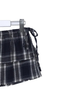 Checked frill wrap skirt