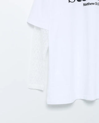 Lace sheer sleeve layered T-shirt