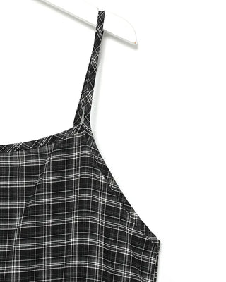Checked camisole long dress
