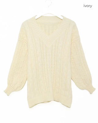 Cable Rib Hem Oversized Knit