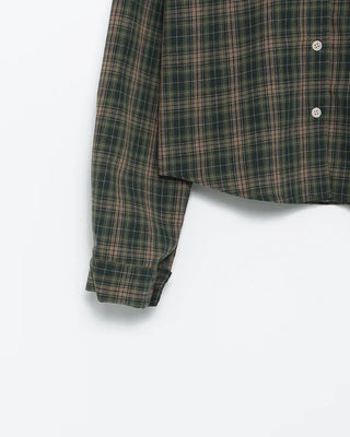 One-pocket semi-cropped tartan check shirt