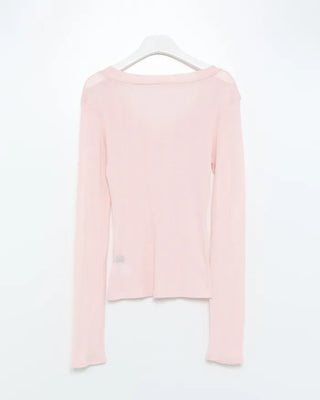 V-neck sheer long-sleeve knit