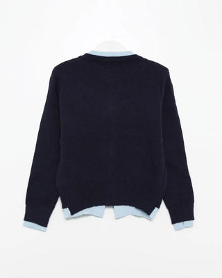 Round neck layered cardigan