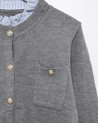 Frill-point button cardigan