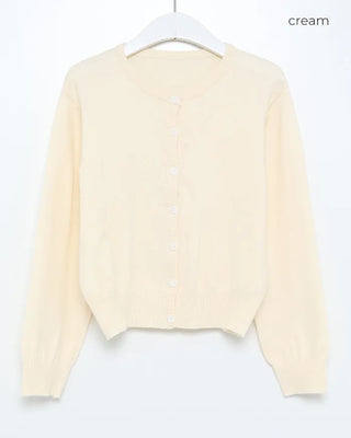 Round neck knit cardigan