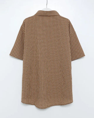 Gingham check half shirt