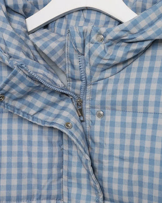 Gingham check hooded faux down jacket