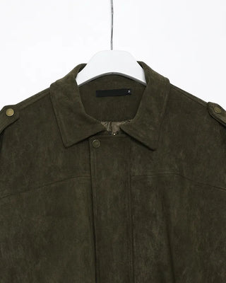 Gathered hem semi-cropped suede blouson jacket