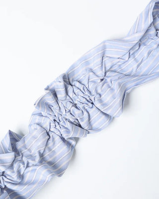 Striped half-moon shirred bag