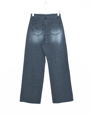 Striped denim wide-leg pants
