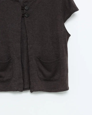 Loop-two-button cap-sleeve cardigan