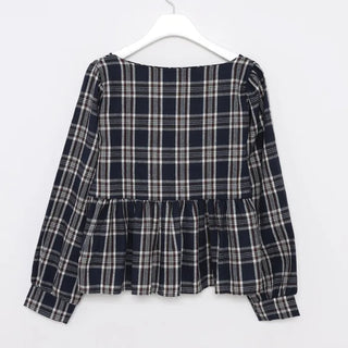2-way check peplum blouse