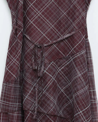Asymmetrical check camisole dress
