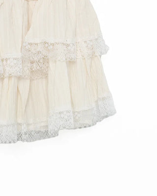 Lace tiered mini skirt