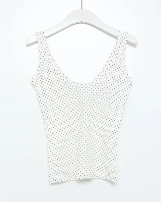 Surplice neck pindot tank top