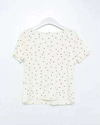 Dot lace detail short-sleeved T-shirt
