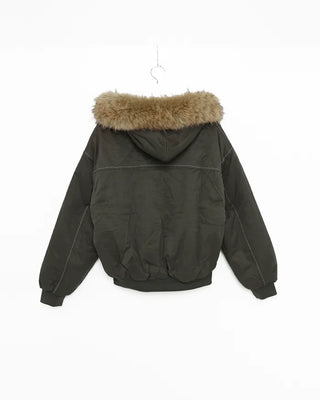 (Unisex) Hooded Fur Down Jacket