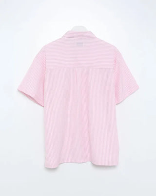 Oversized striped short-sleeved shirt