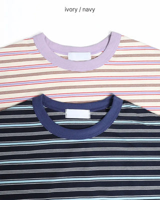 Colored striped short-sleeved T-shirt